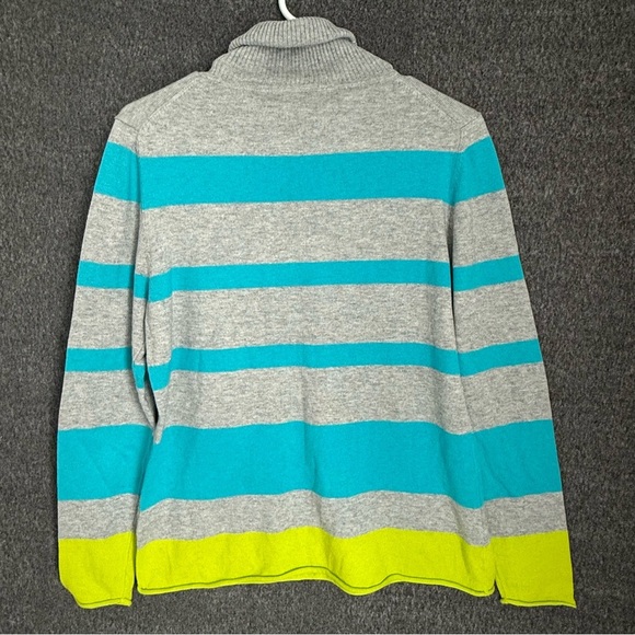 JCPenney New Cashmere blend Vibrant Striped Turtleneck Sweater Sz PL - Picture 2 of 9